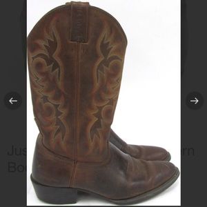 Justin Huck Brown Stampede Cowboy Boots 8.5D